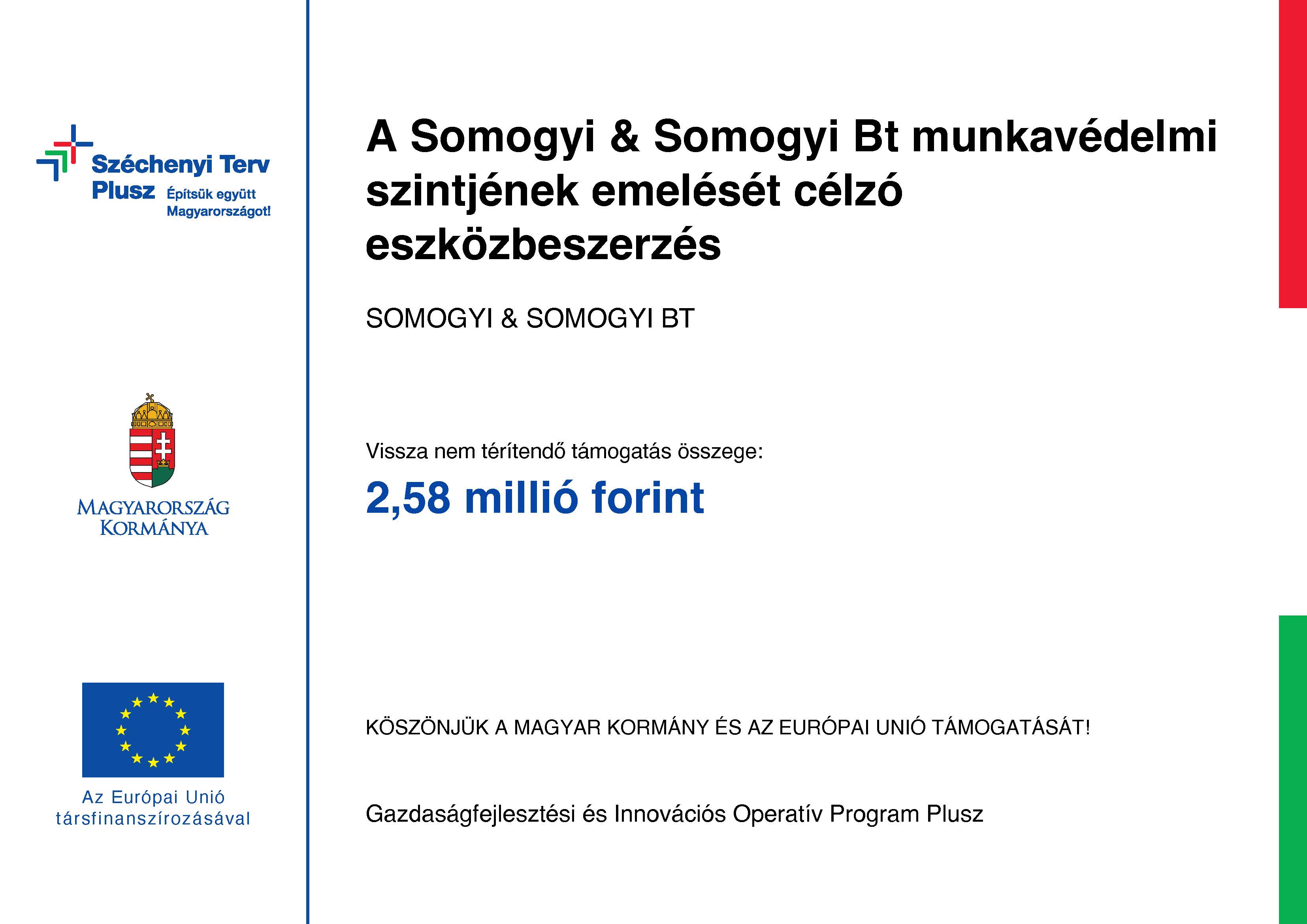 A munkavédelmi szint emelését célzó projekt tájékoztató táblája