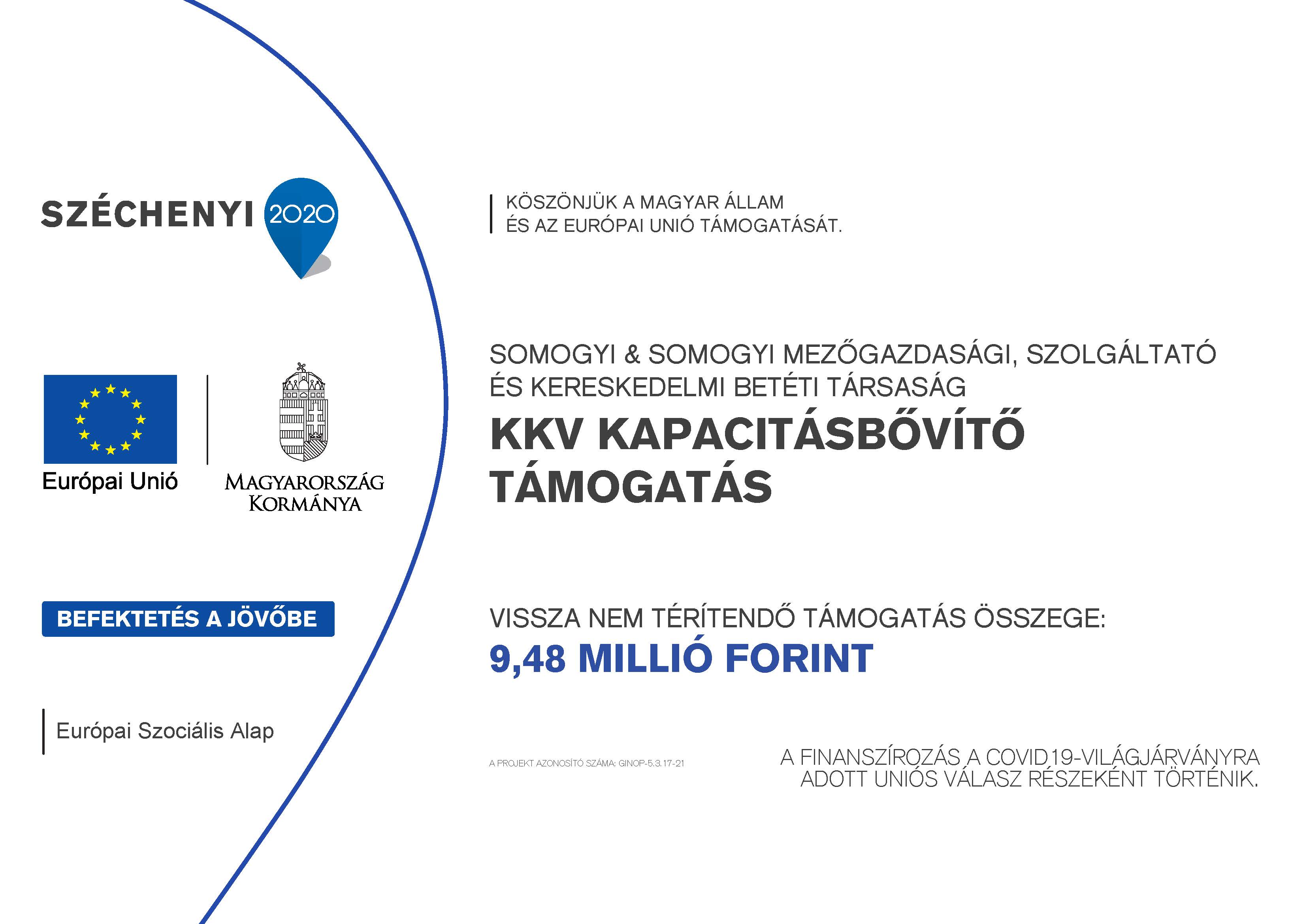A GINOP-5.3.17-21 kapacitásbővítő projekt tájékoztató táblája